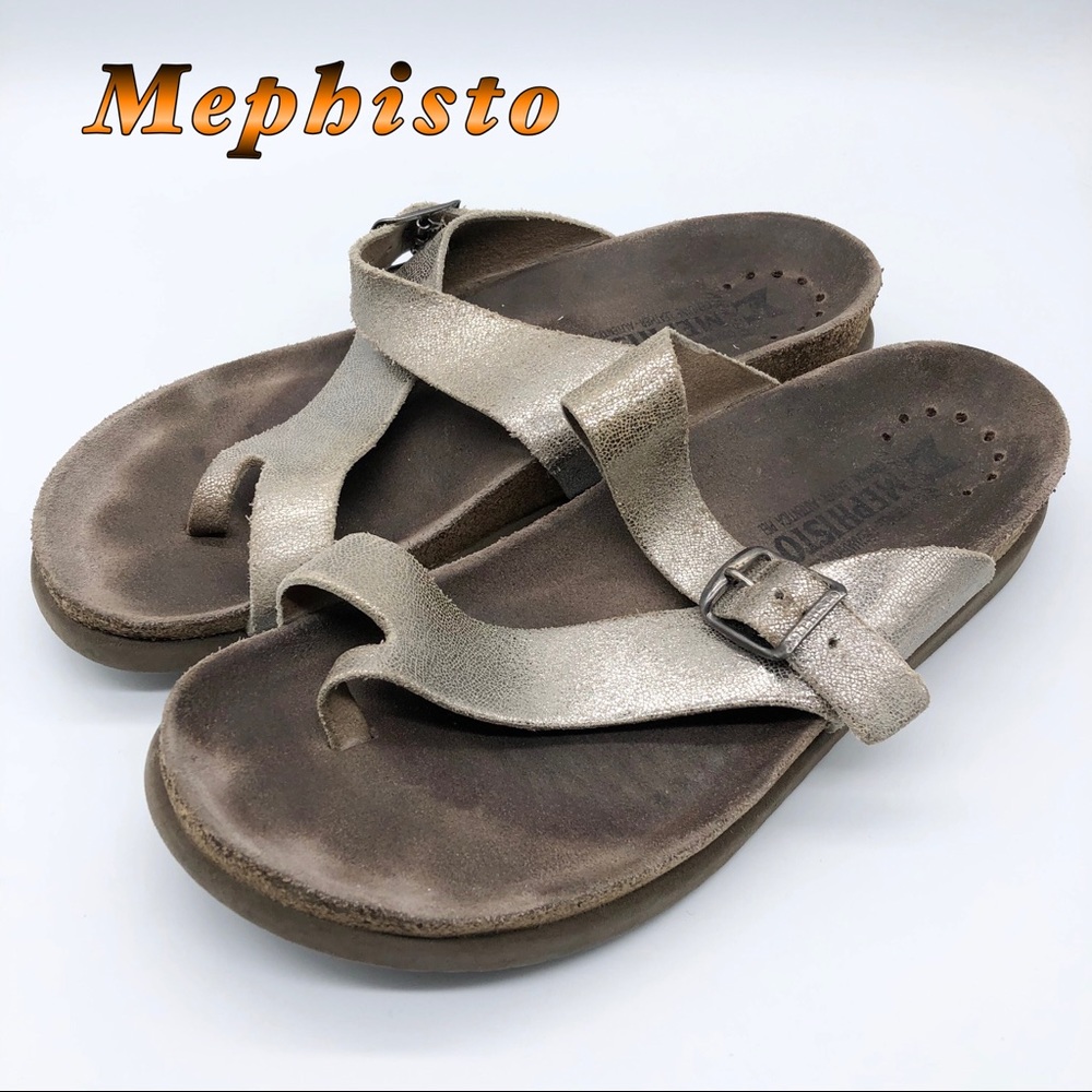 Mephisto-Leather Pale Metallic HELEN Sandal 39